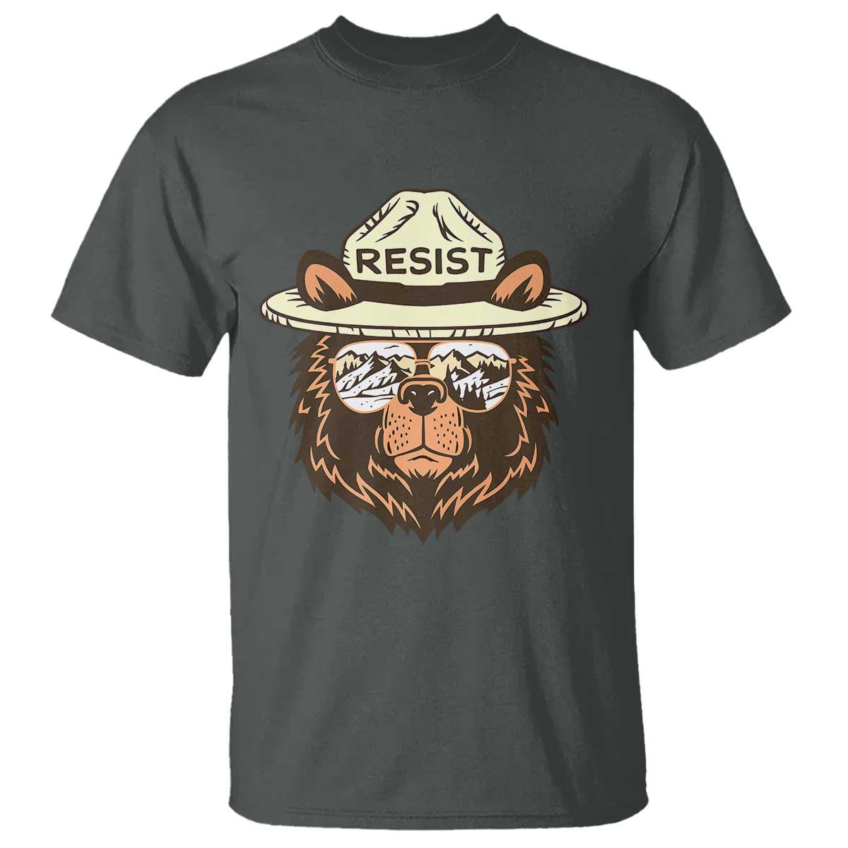 Resist Bear Retro Vintage T Shirt TS02 Dark Heather Print Your Wear