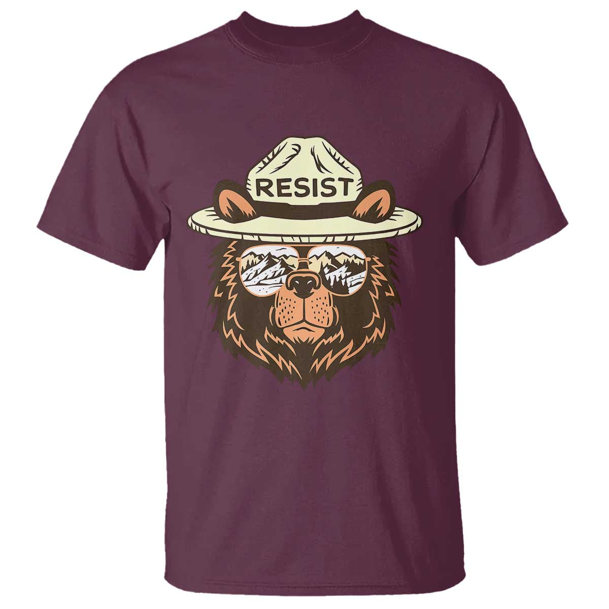 Resist Bear Retro Vintage T Shirt TS02 Maroon Print Your Wear