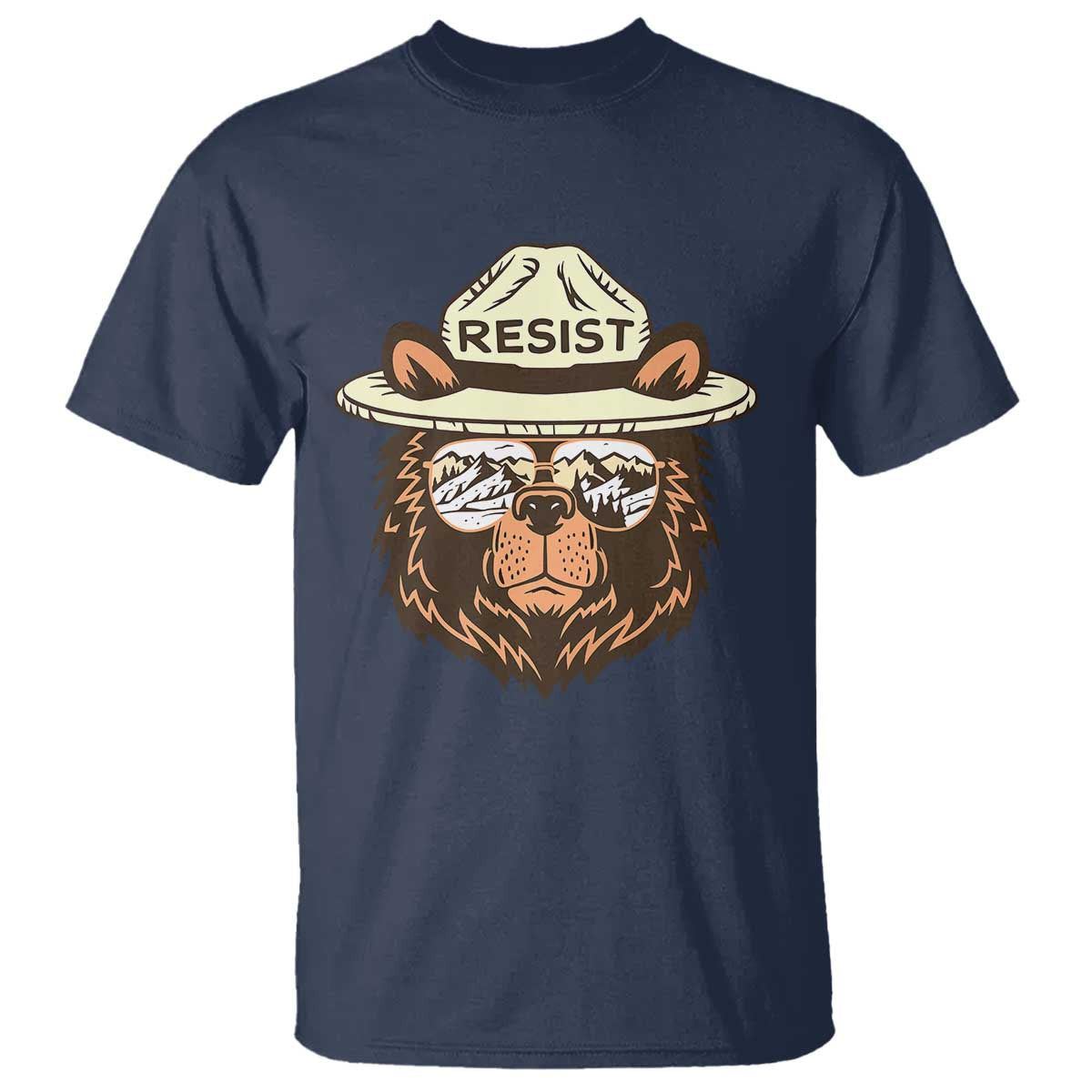 Resist Bear Retro Vintage T Shirt TS02 Navy Print Your Wear