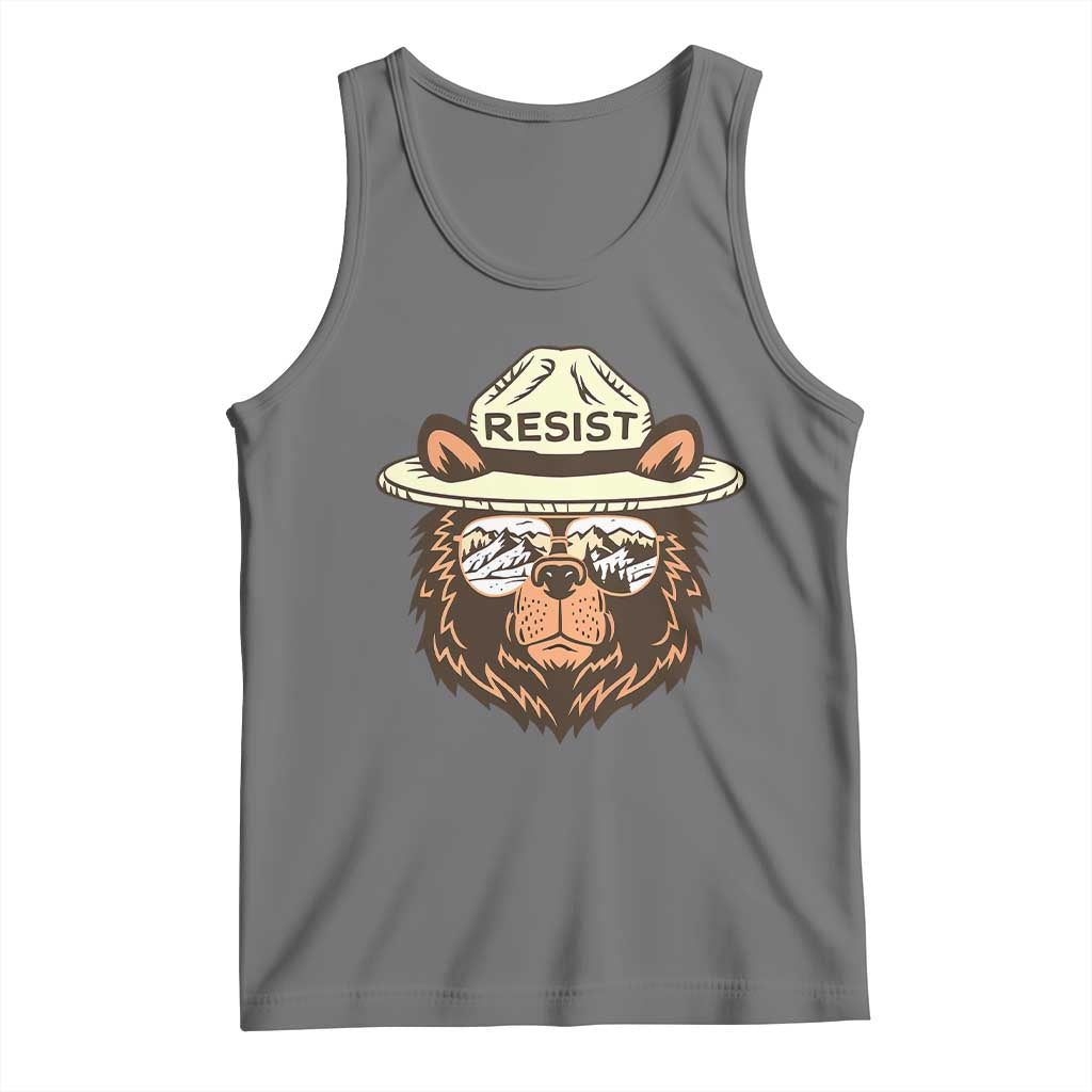 Resist Bear Retro Vintage Tank Top TS02 Black Heather Print Your Wear