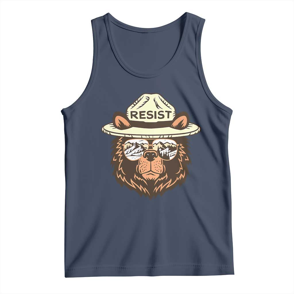 Resist Bear Retro Vintage Tank Top TS02 Navy Print Your Wear