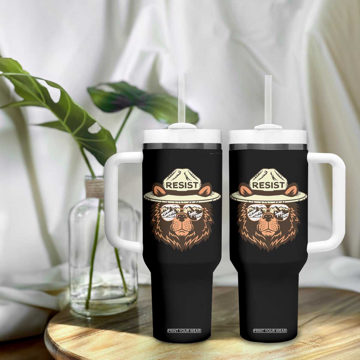 Resist Bear Retro Vintage Tumbler With Handle TS02 Print Your Wear