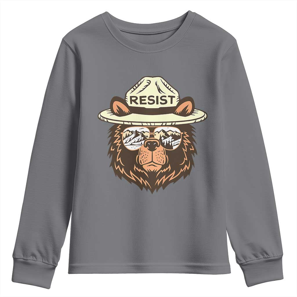 Resist Bear Retro Vintage Youth Sweatshirt TS02 Charcoal Print Your Wear