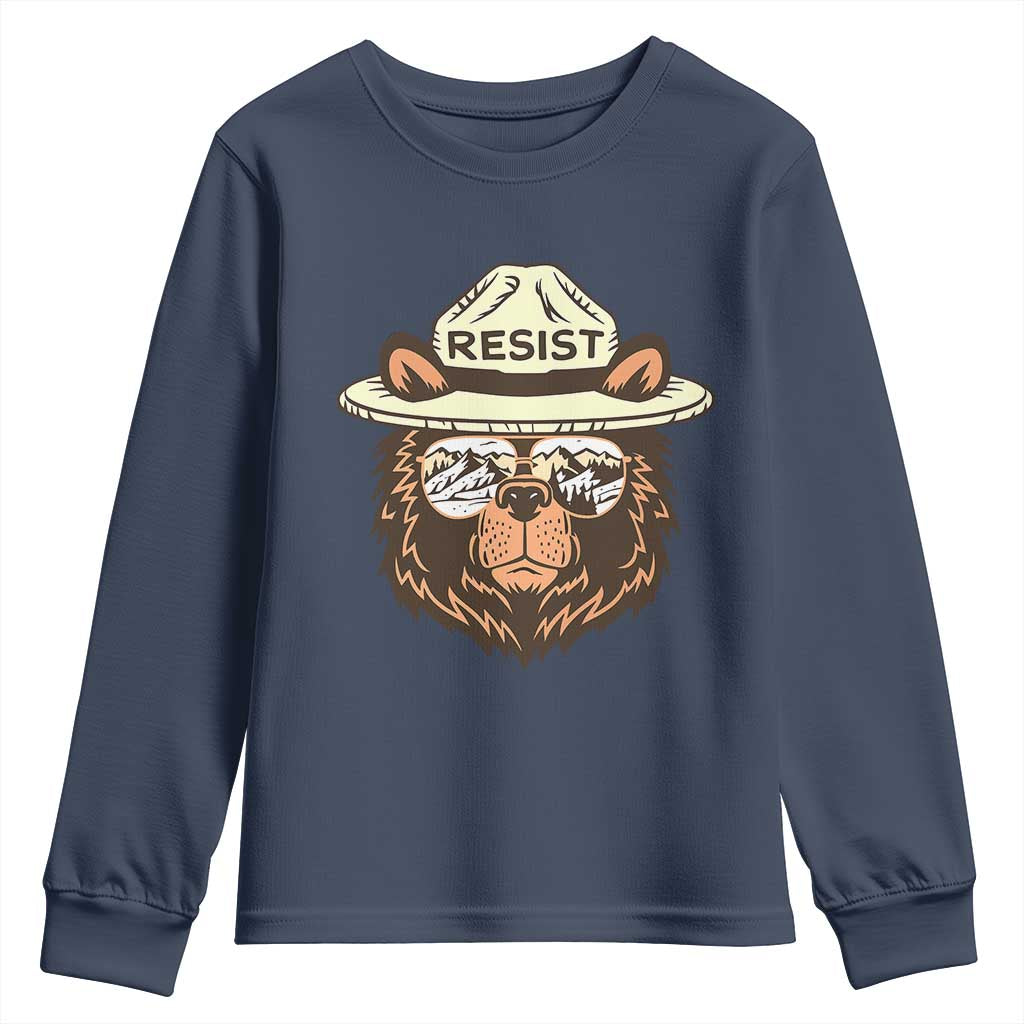 Resist Bear Retro Vintage Youth Sweatshirt TS02 Navy Print Your Wear
