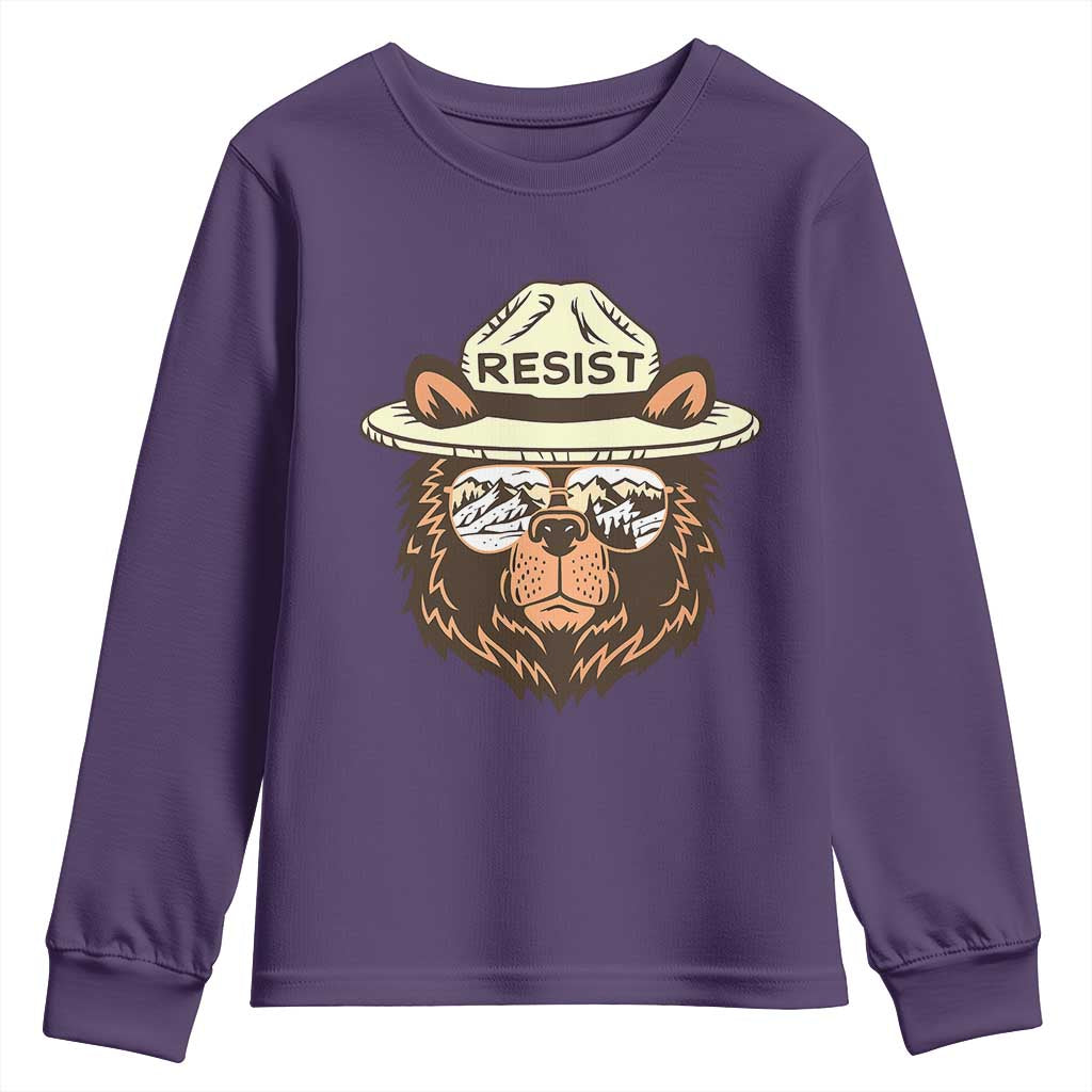 Resist Bear Retro Vintage Youth Sweatshirt TS02 Purple Print Your Wear