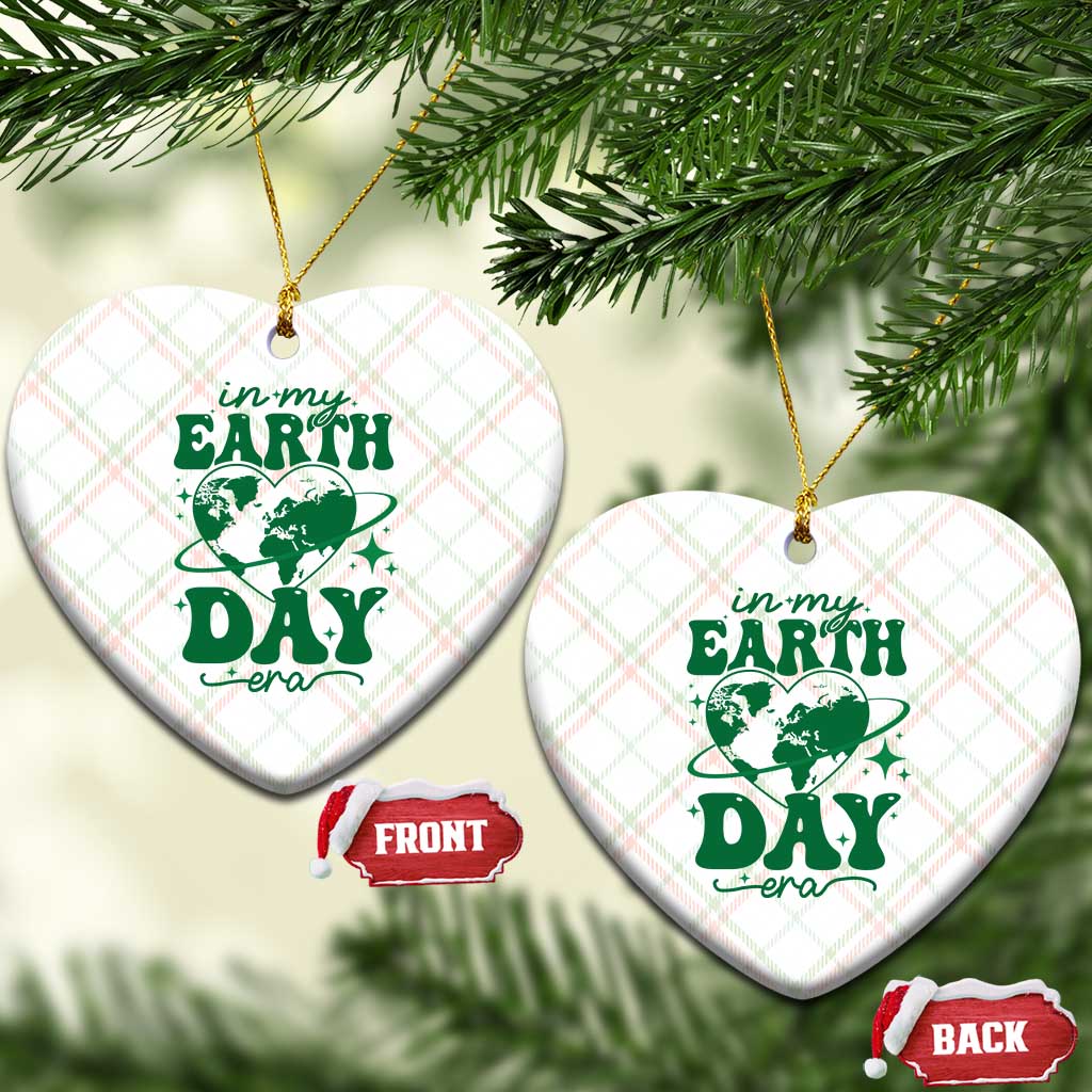 In My Earth Day Era Ceramic Ornament Cute Groovy Planet Heart TS02 Print Your Wear