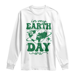 In My Earth Day Era Long Sleeve Shirt Cute Groovy Planet Heart TS02 White Print Your Wear