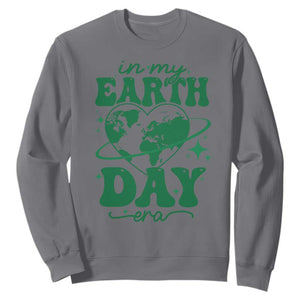 In My Earth Day Era Sweatshirt Cute Groovy Planet Heart TS02 Charcoal Print Your Wear