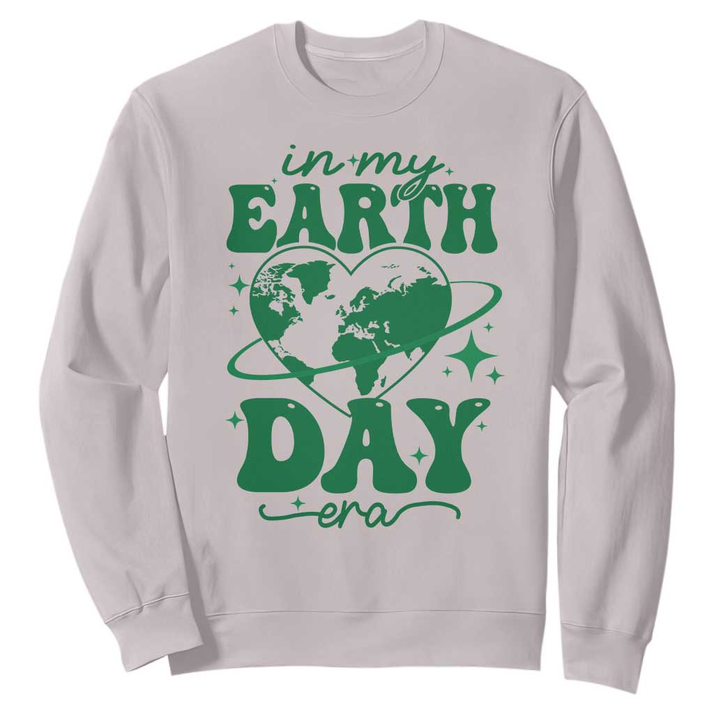 In My Earth Day Era Sweatshirt Cute Groovy Planet Heart TS02 Ice Gray Print Your Wear
