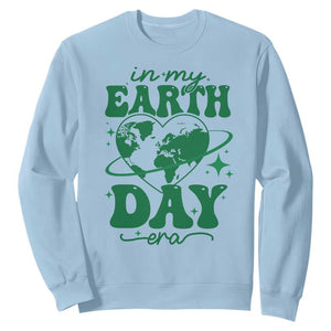 In My Earth Day Era Sweatshirt Cute Groovy Planet Heart TS02 Light Blue Print Your Wear