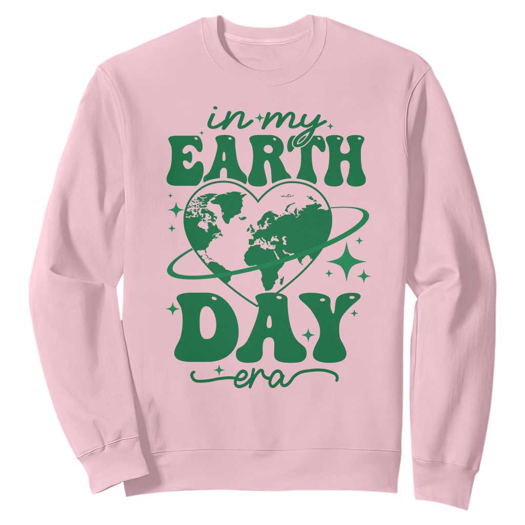 In My Earth Day Era Sweatshirt Cute Groovy Planet Heart TS02 Light Pink Print Your Wear