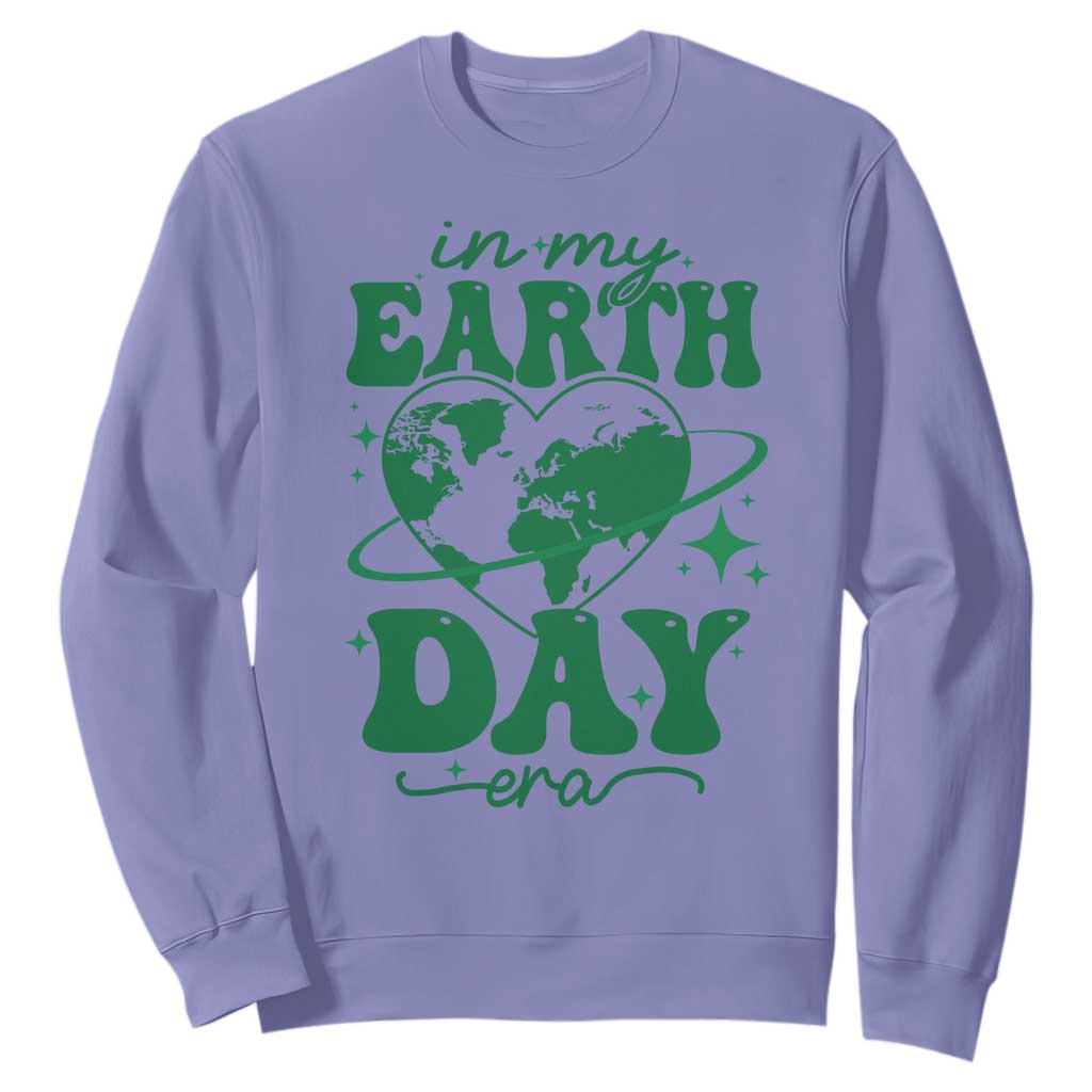 In My Earth Day Era Sweatshirt Cute Groovy Planet Heart TS02 Violet Print Your Wear