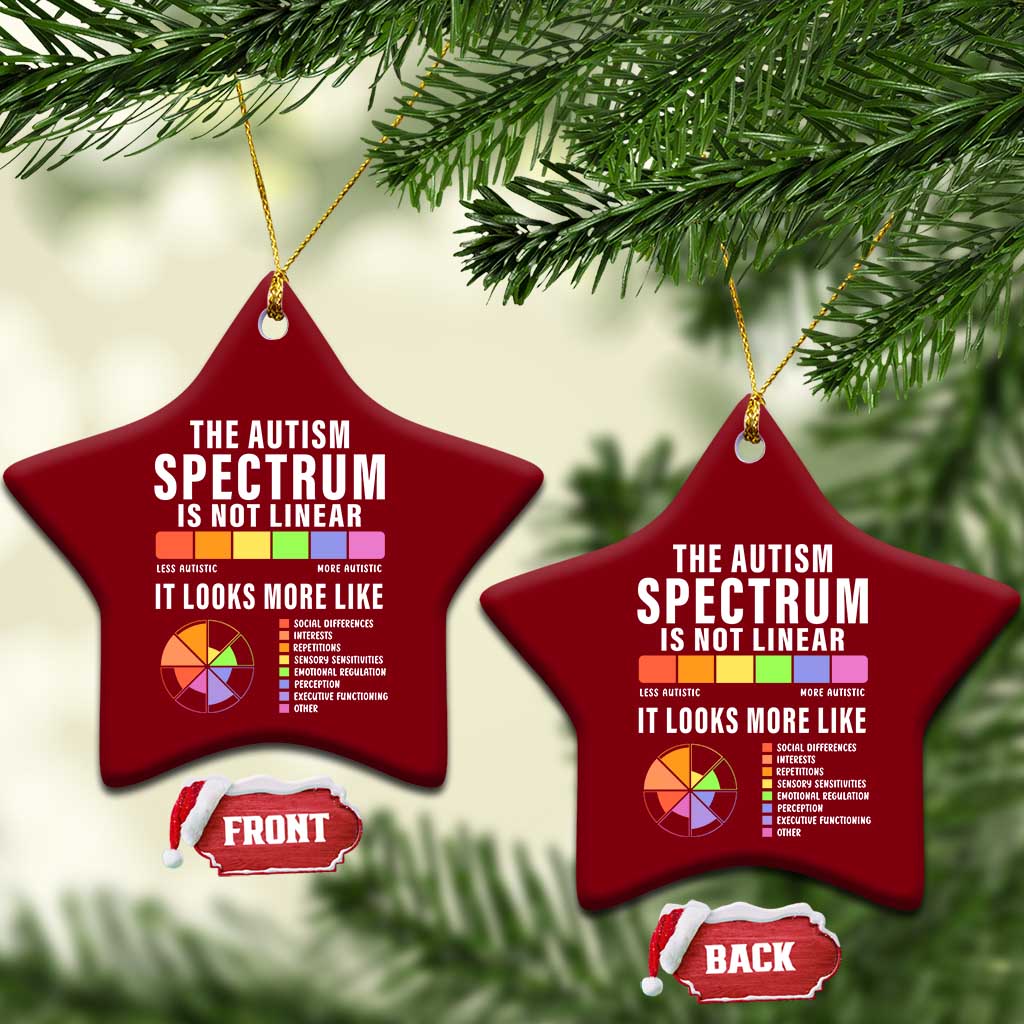 Autism Acceptance Ceramic Ornament The Autism Spectrum Is Not Linear TS02 Print Your Wear