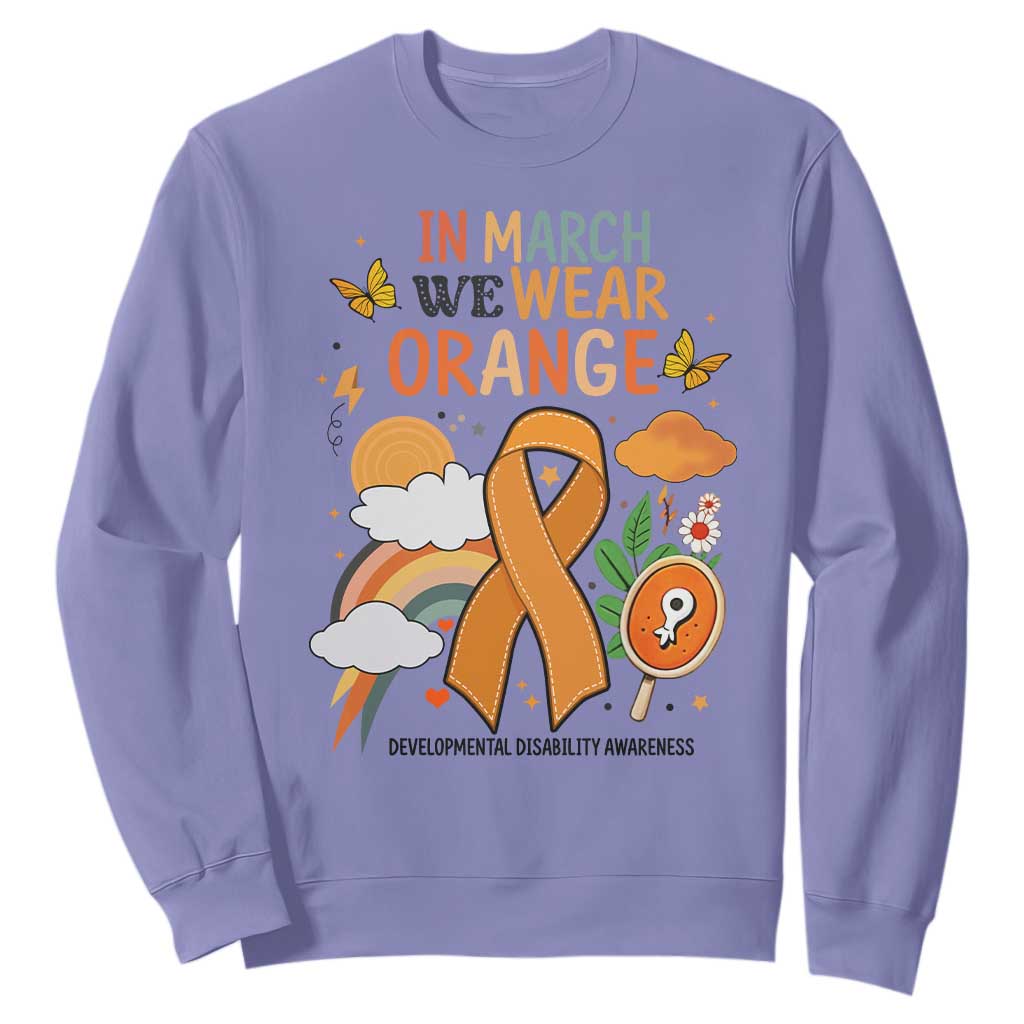 Developmental Disability Awareness Sweatshirt In March We Wear Orange TS02 Violet Print Your Wear