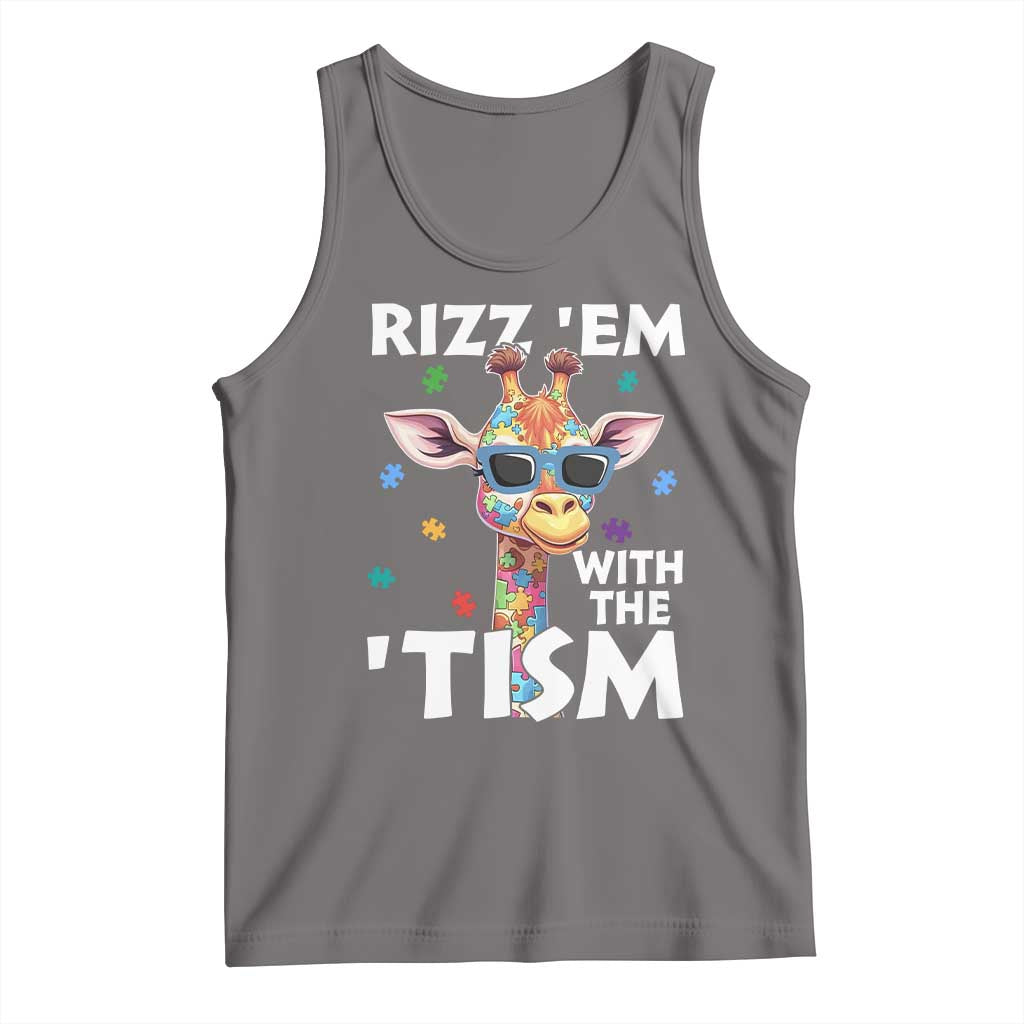 Funny Autism Giraffe Tank Top Rizz Em With The Tism TS02 Deep Heather Print Your Wear