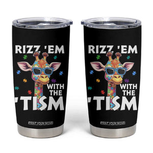 Funny Autism Giraffe Tumbler Cup Rizz Em With The Tism TS02 Black Print Your Wear