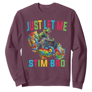 Autistic Dino Rex Driving Monster Truck Sweatshirt Autism Is My Superpower TS02 Maroon Print Your Wear