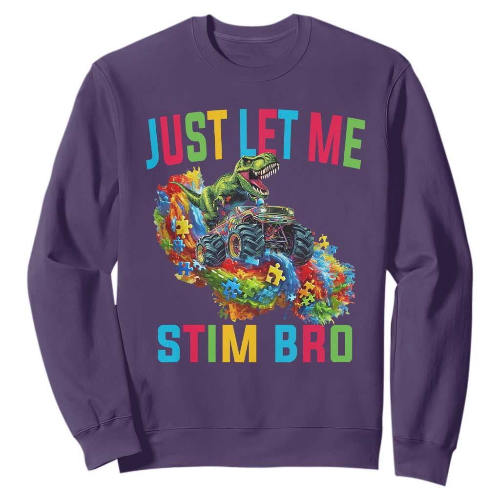 Autistic Dino Rex Driving Monster Truck Sweatshirt Autism Is My Superpower TS02 Purple Print Your Wear