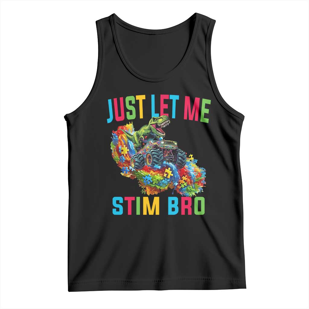 Autistic Dino Rex Driving Monster Truck Tank Top Autism Is My Superpower TS02 Black Print Your Wear
