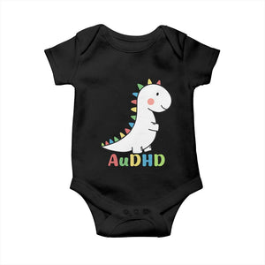 Cute Dinosaur AuDHD Baby Onesie ADHD Awareness TS02 Black Print Your Wear