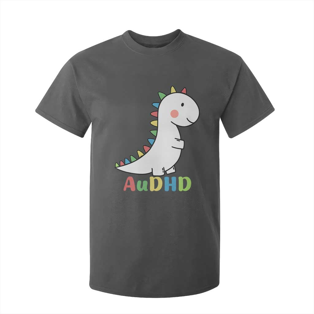 Cute Dinosaur AuDHD T Shirt For Kid ADHD Awareness TS02 Dark Heather Print Your Wear