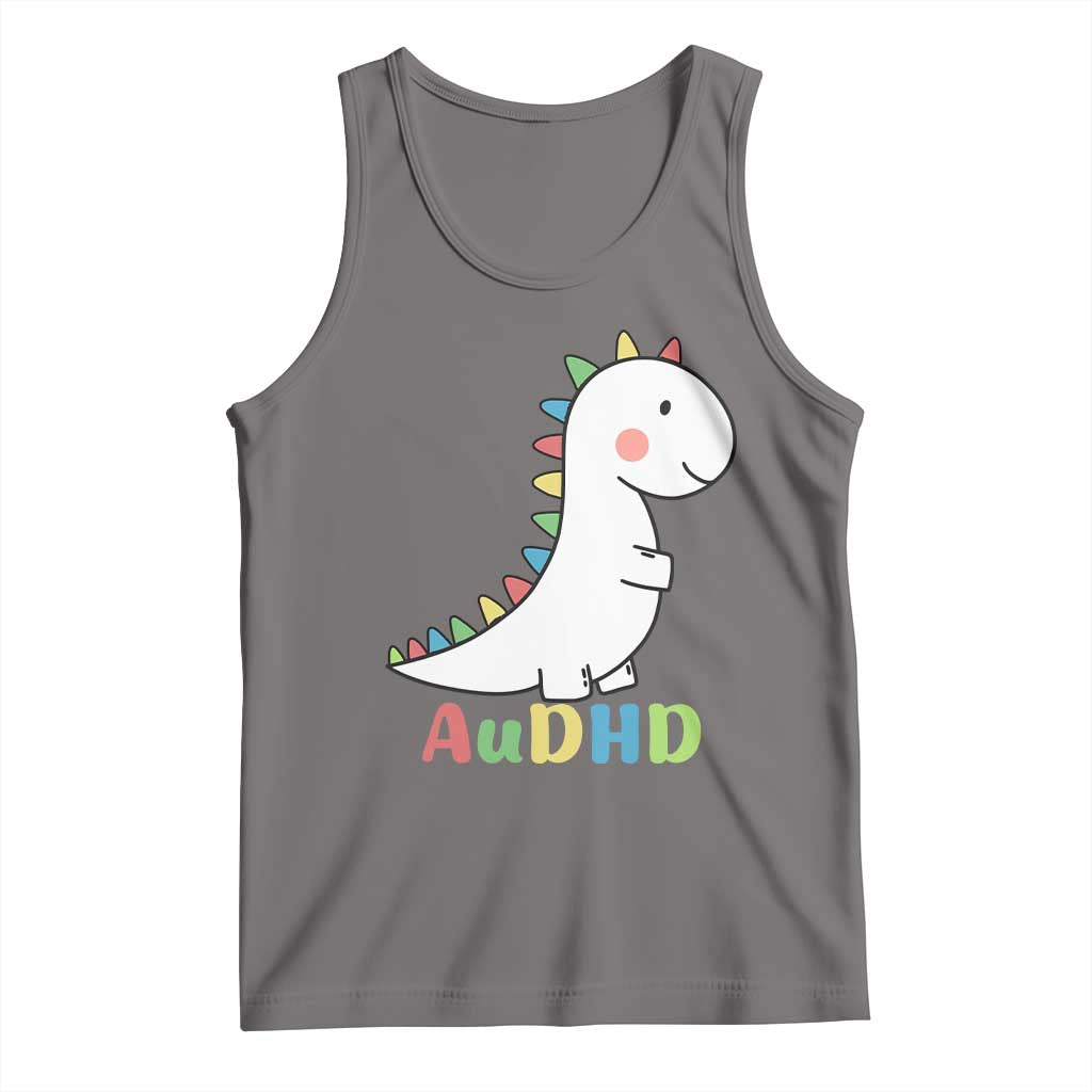Cute Dinosaur AuDHD Tank Top ADHD Awareness TS02 Deep Heather Print Your Wear