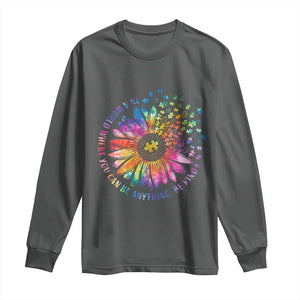 Be Kind Autism Awareness Long Sleeve Shirt Kindness Sunflower Tie Dye Puzzle TS02 Dark Heather Print Your Wear