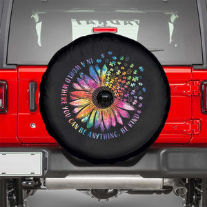 Be Kind Autism Awareness Spare Tire Cover Kindness Sunflower Tie Dye Puzzle TS02 Black Print Your Wear