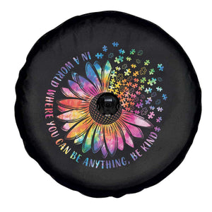 Be Kind Autism Awareness Spare Tire Cover Kindness Sunflower Tie Dye Puzzle TS02 Print Your Wear