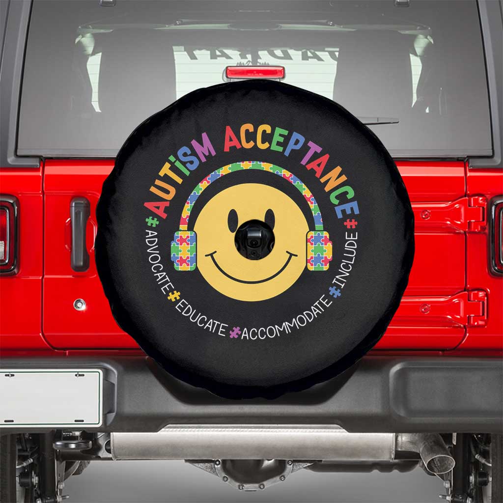 Autism Awareness Acceptance Spare Tire Cover Special Education Teacher Kids TS02 Black Print Your Wear