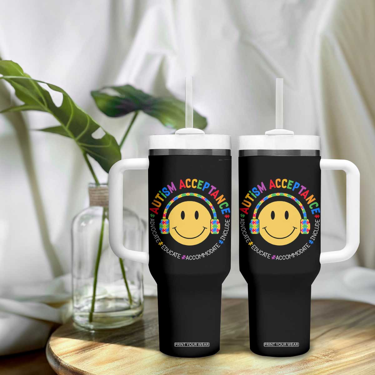 Autism Awareness Acceptance Tumbler With Handle Special Education Teacher Kids TS02 Print Your Wear