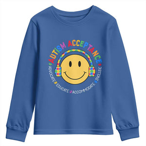 Autism Awareness Acceptance Youth Sweatshirt Special Education Teacher Kids TS02 Royal Blue Print Your Wear