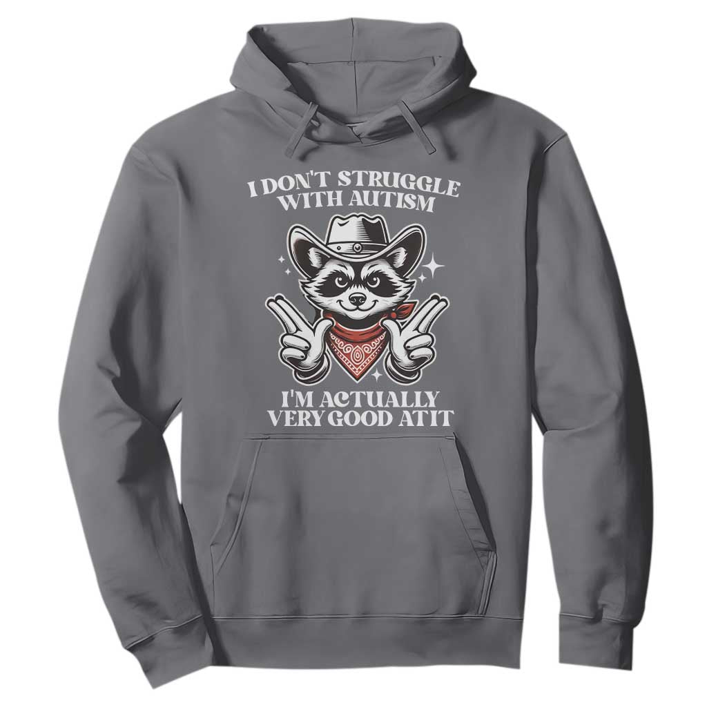 Funny Autistic Raccoon Hoodie I Don't Struggle With Autism TS02 Charcoal Print Your Wear