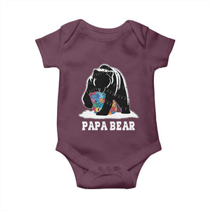 Autism Papa Bear Baby Onesie Support Autistic Matching Family Dad TS02 Maroon Print Your Wear