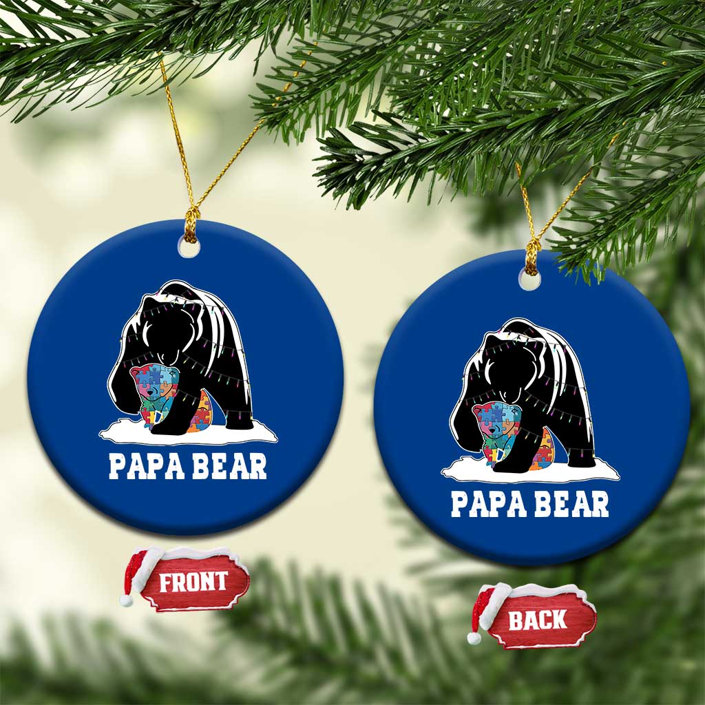 Autism Papa Bear Ceramic Ornament Support Autistic Matching Family Dad TS02 1pc Blue Print Your Wear