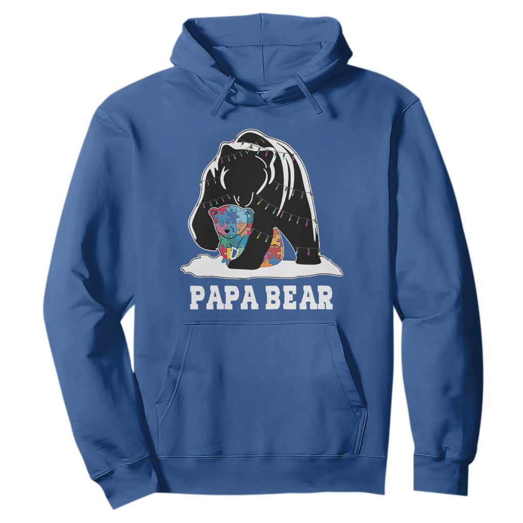 Autism Papa Bear Hoodie Support Autistic Matching Family Dad TS02 Royal Blue Print Your Wear