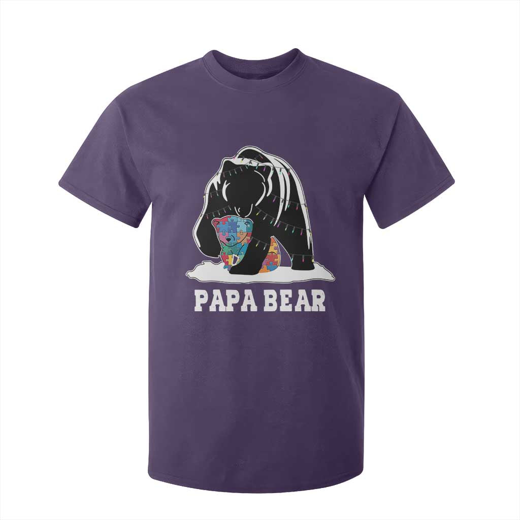 Autism Papa Bear T Shirt For Kid Support Autistic Matching Family Dad TS02 Purple Print Your Wear