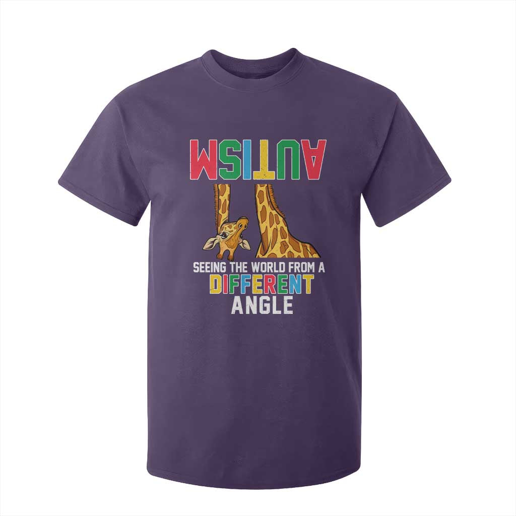 Giraffe Autism Awareness T Shirt For Kid Seeing World Different Angle TS02 Purple Print Your Wear