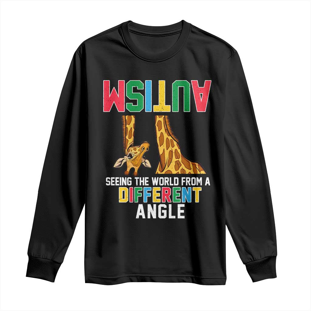 Giraffe Autism Awareness Long Sleeve Shirt Seeing World Different Angle TS02 Black Print Your Wear
