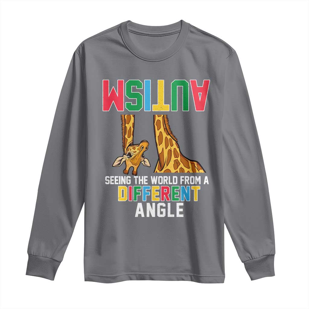 Giraffe Autism Awareness Long Sleeve Shirt Seeing World Different Angle TS02 Charcoal Print Your Wear