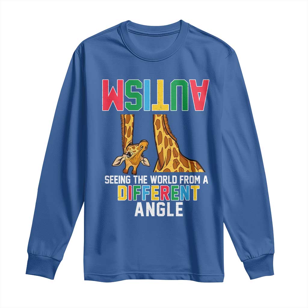 Giraffe Autism Awareness Long Sleeve Shirt Seeing World Different Angle TS02 Royal Blue Print Your Wear