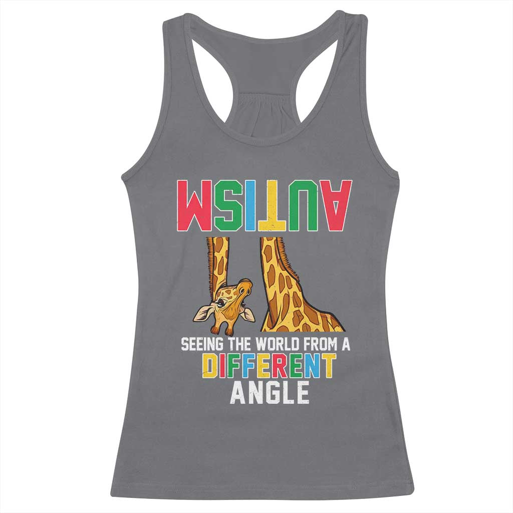 Giraffe Autism Awareness Racerback Tank Top Seeing World Different Angle TS02 Charcoal Print Your Wear
