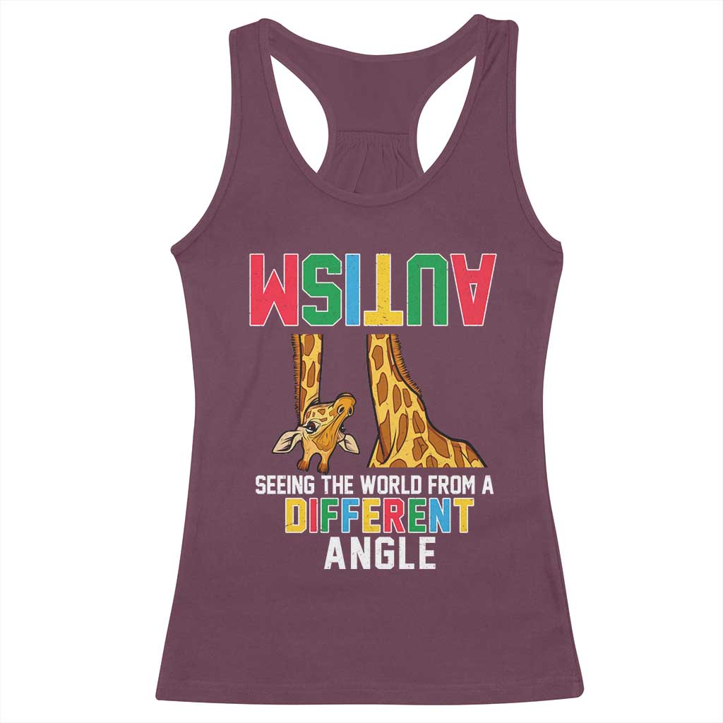 Giraffe Autism Awareness Racerback Tank Top Seeing World Different Angle TS02 Maroon Print Your Wear
