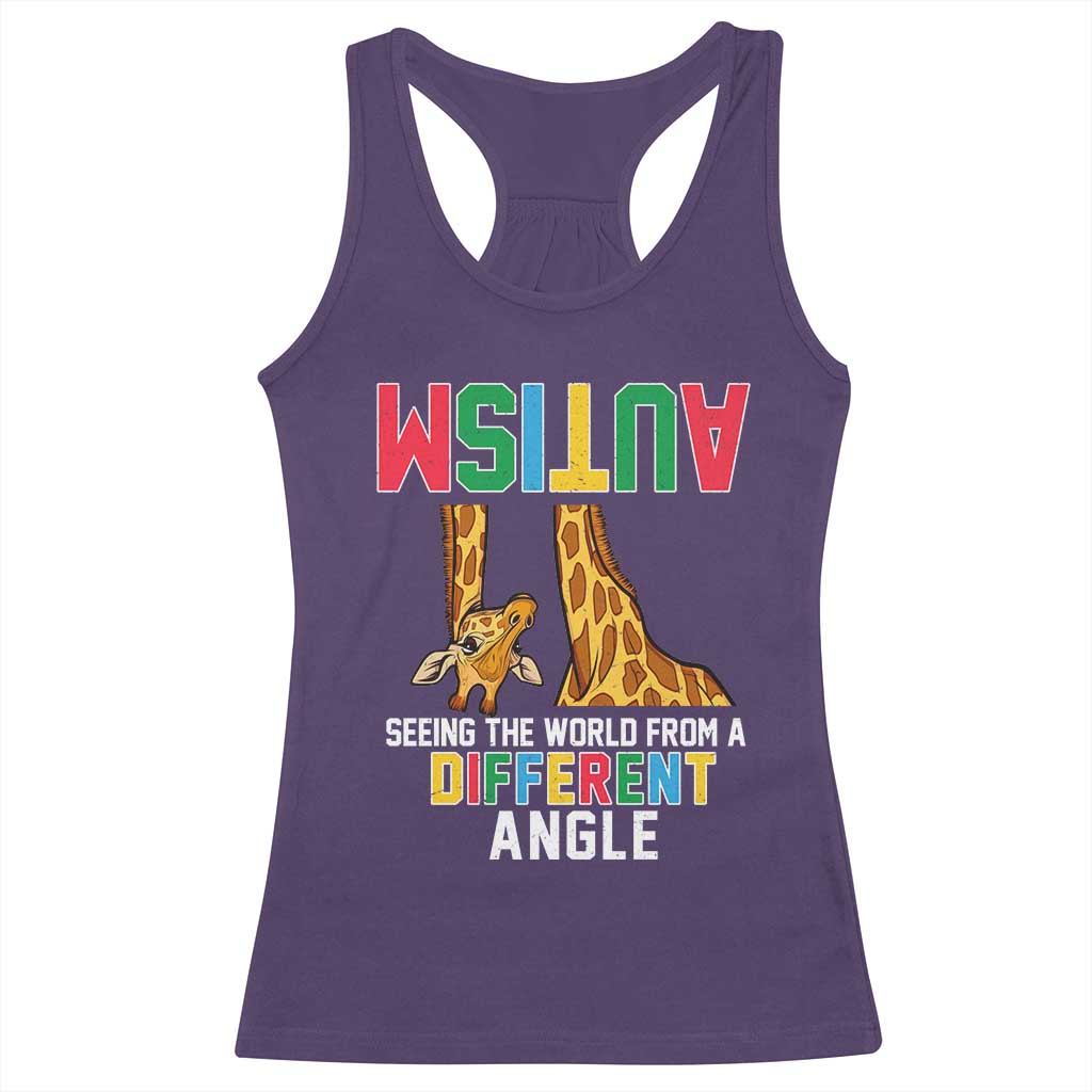 Giraffe Autism Awareness Racerback Tank Top Seeing World Different Angle TS02 Purple Print Your Wear