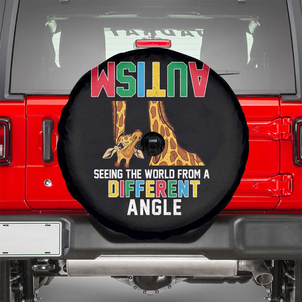 Giraffe Autism Awareness Spare Tire Cover Seeing World Different Angle TS02 Black Print Your Wear