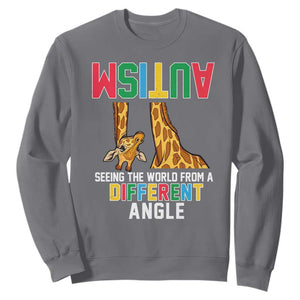 Giraffe Autism Awareness Sweatshirt Seeing World Different Angle TS02 Charcoal Print Your Wear