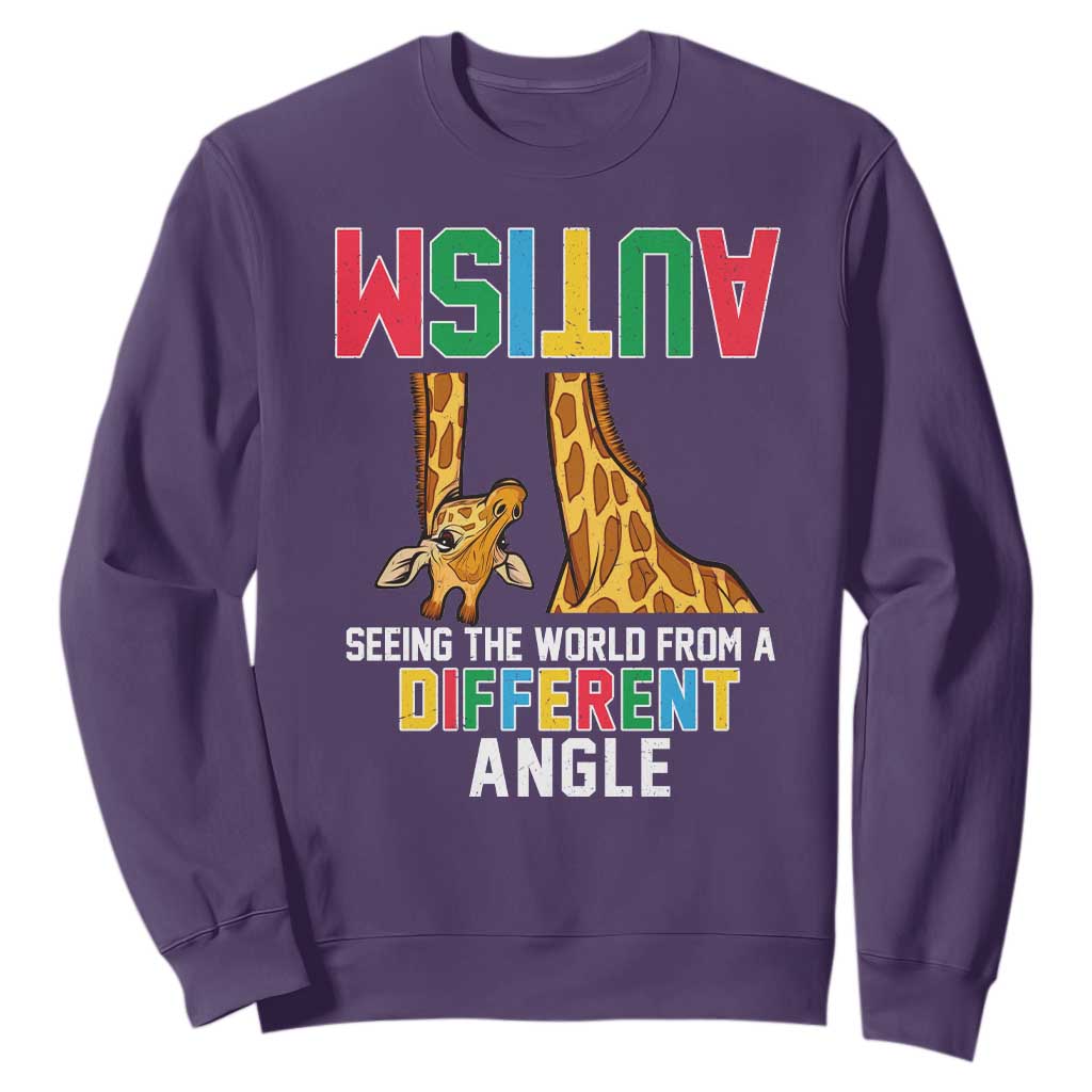 Giraffe Autism Awareness Sweatshirt Seeing World Different Angle TS02 Purple Print Your Wear
