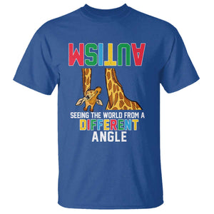 Giraffe Autism Awareness T Shirt Seeing World Different Angle TS02 Royal Blue Print Your Wear