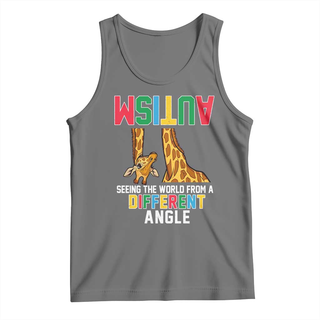 Giraffe Autism Awareness Tank Top Seeing World Different Angle TS02 Black Heather Print Your Wear
