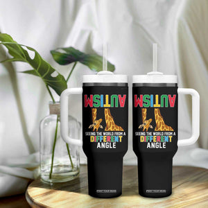 Giraffe Autism Awareness Tumbler With Handle Seeing World Different Angle TS02 Print Your Wear